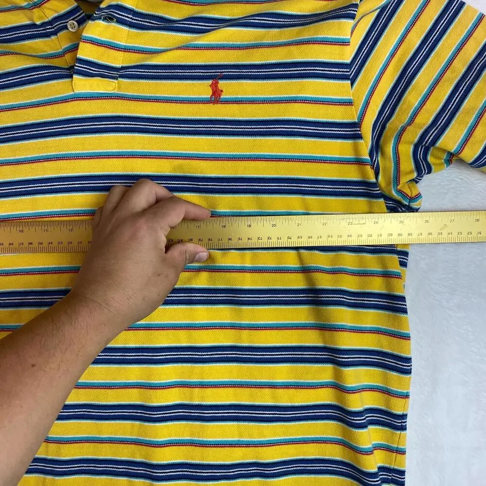 Polo Ralph Lauren Mesh Polo Shirt Men's Size 2XL Yellow Striped‎ - Picture 2 of 6